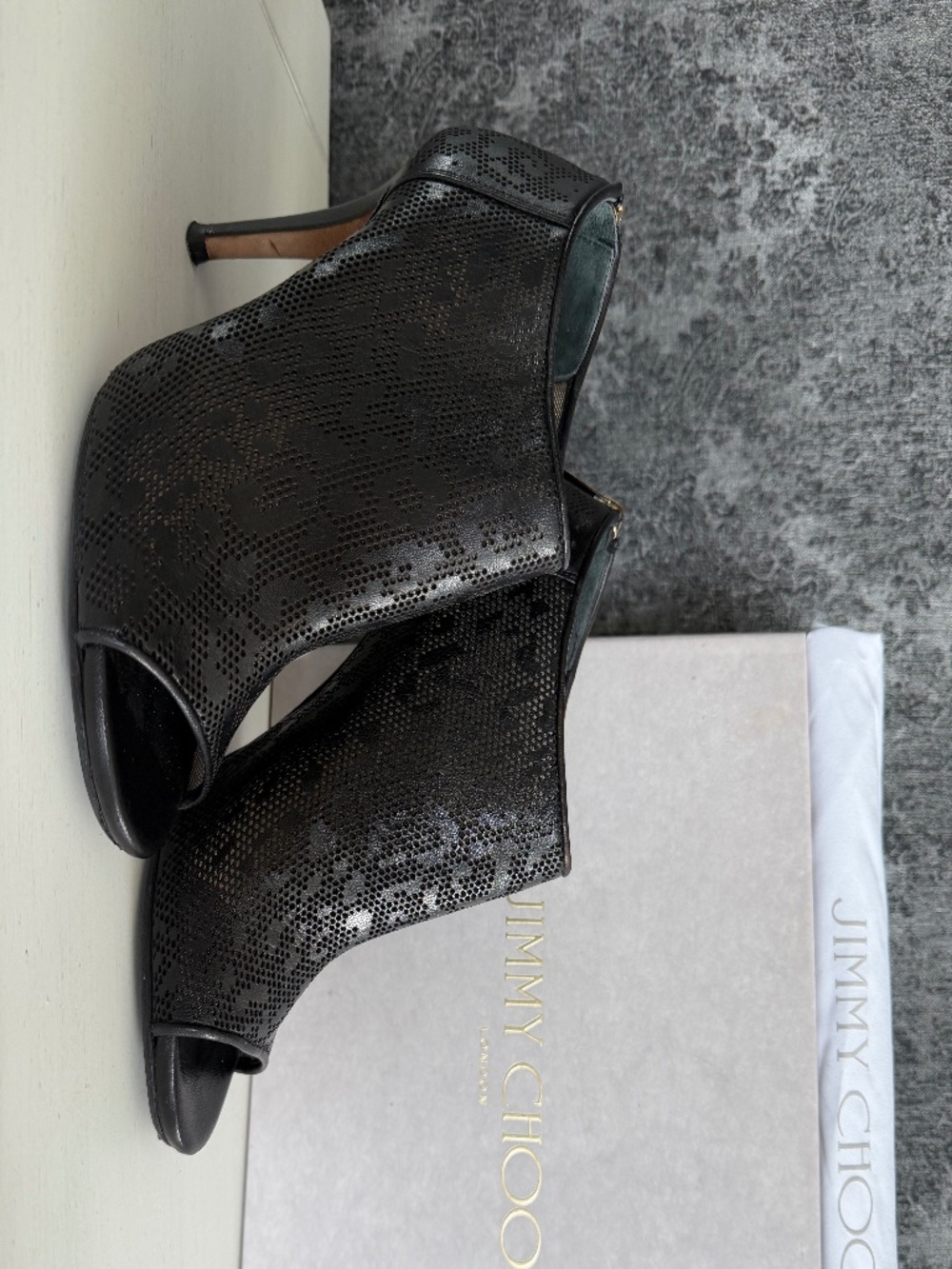 Jimmy Choo Hector 100 Black Leather Ankle Stilettos